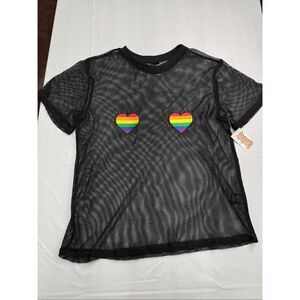 NWT Spencer’s Pride Fishnet Short Sleeve Tee Size Large